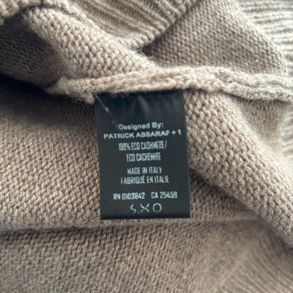$595 PATRICK ASSARAF Light Brown/ Taupe Turtleneck Cashmere Sweater Italy -Large - Picture 6 of 6